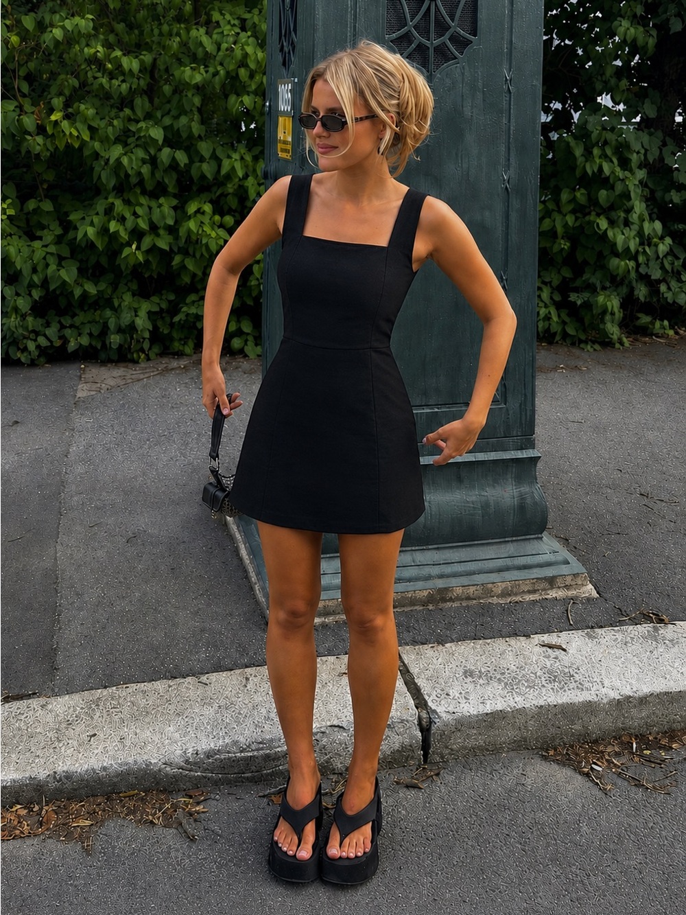 Old Navy Black Linen Blend Mini Dress | Size Medium